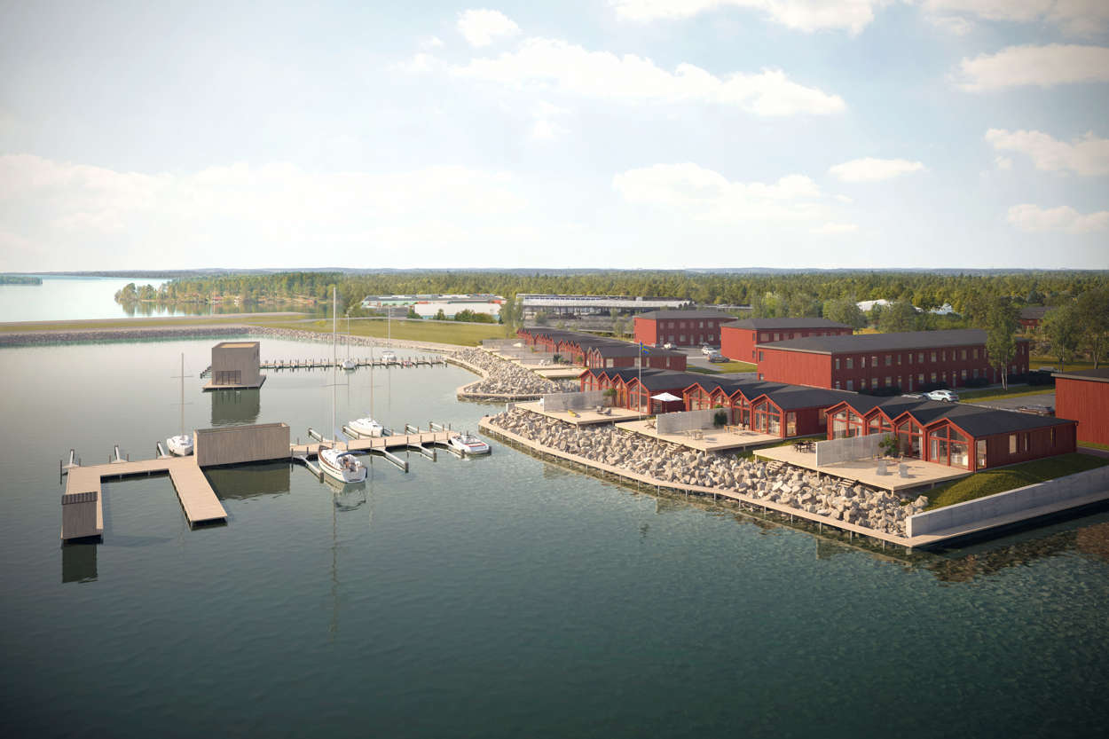 Brf Karlholmsfjärden planeras byggas med direkt access mot vattnet.