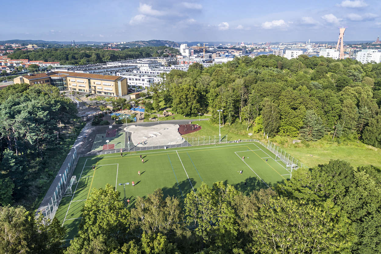 Lekplatser, utomhusgym och fotbollsplan